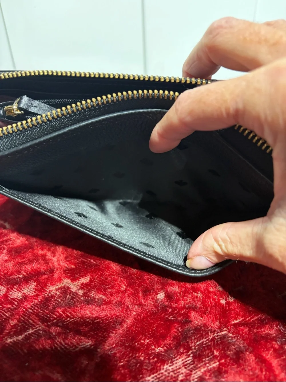 Kate Spade black leather studded long wallet